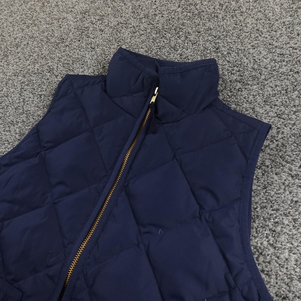 J Crew Vest Womens XS Blue Insulated Quilted Down Puffer Full Zip Outdoor Warm